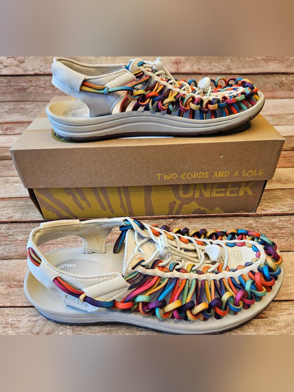 KEEN Women's Uneek sandals in the Original Tie Dye/Birch colorway